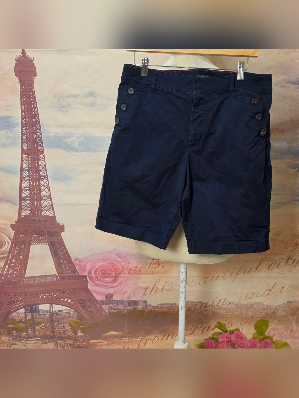Tommy Hilfiger  Navy Button-Accent Casual Shorts Sz 10
